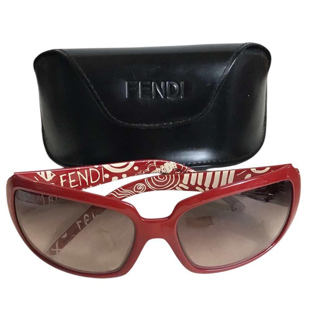 Fendi Sunglasses Red Graffiti Gradient Art Wrap FS507 624 Vintage Ladies Italy